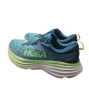 Hoka Men's Bondi 8 Comfortable Blue & Lime Running Shoes Walking Size 11.5D